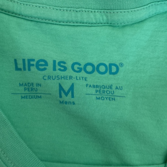 Life Is Good Men’s crusher-lite short sleeve tee. Sz Medium logo front/ lt green - Picture 4 of 4